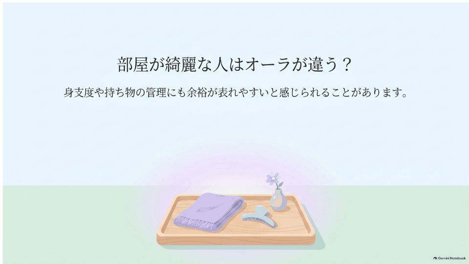 整えられた小物とやわらかな光で、部屋が綺麗な人とオーラの印象を表したデザイン