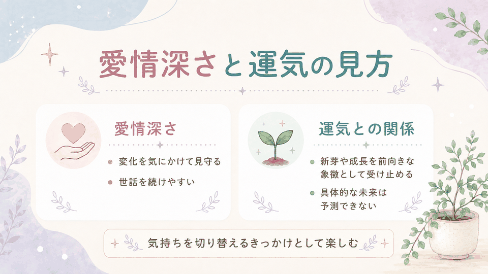 植物への愛情深さと、植物の成長を前向きな象徴として楽しむ運気の見方を整理